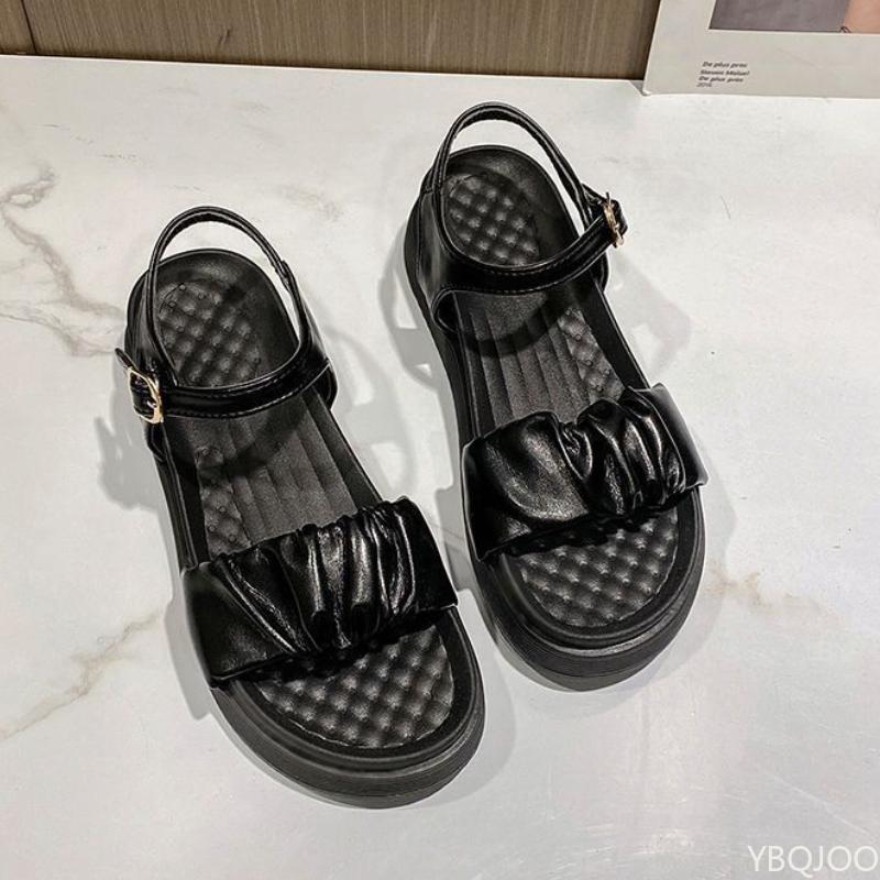 Fashion Trendy Summer New Women's Sandals Casual Daily Thick Bottom Non Slip Beach Solid Color Flat Sandals Sneakers Zapatos De Mujer