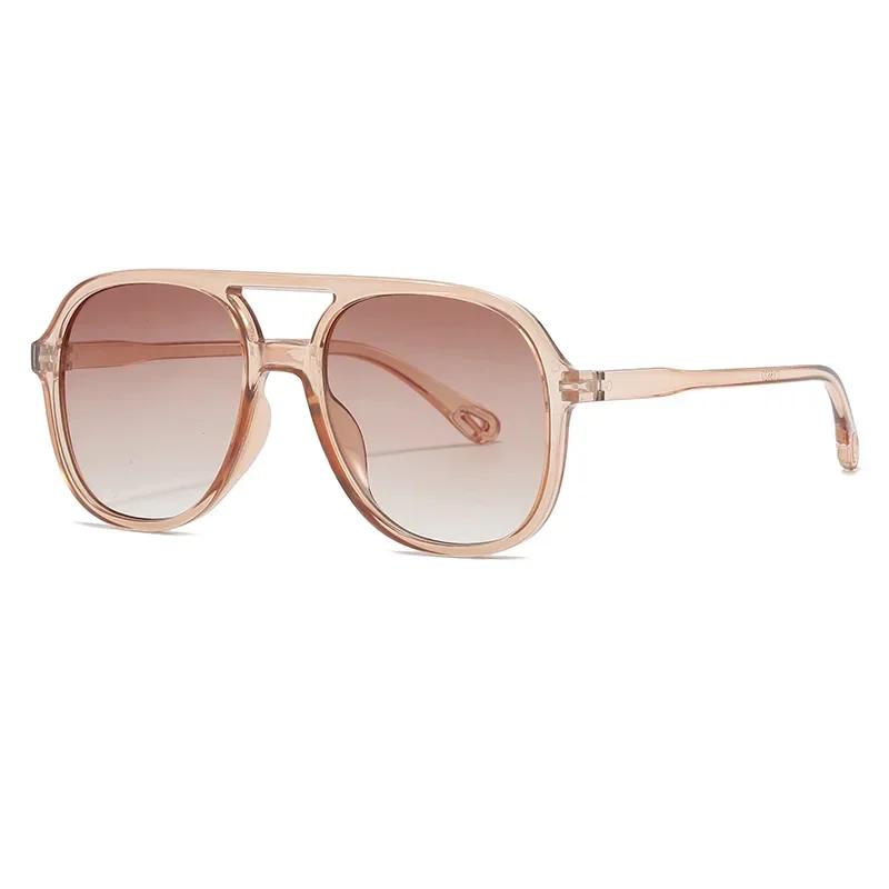 

Simple Leopard Double Beam Sunglasses Casual Riding Driving Blackout Sunglasses Men and Women Large Frame Toad Glasses As shown