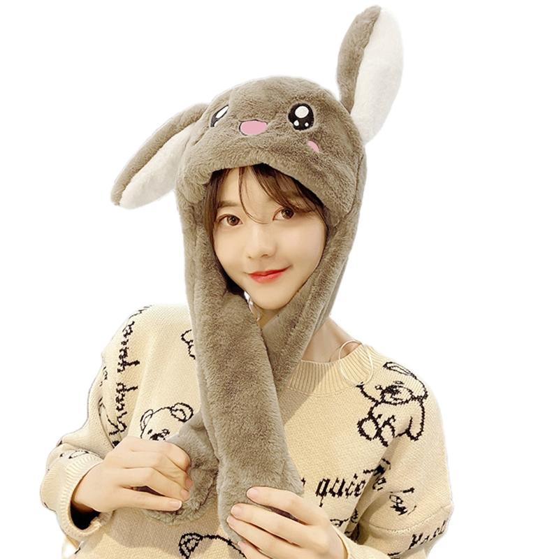 Rabbit Hat Ear Moving Jumping Hat Cute Bunny Plush Hat Cap for Women Girls Cosplay Christmas Party Holiday Hat Props