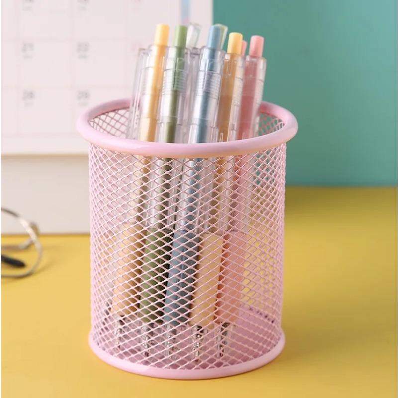 Stationery Pencil Bag Desktop Pencil Bag Creative Metal Mesh Hollow Design Student Color Pencil Large Capacity Pencil Bag