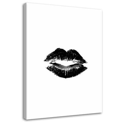 Canvas Print Lips Female Black & White