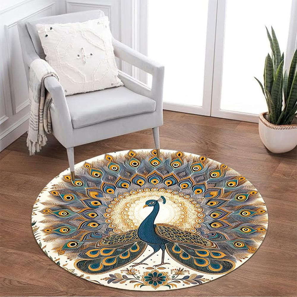 1pc Home Carpet Peacock Design Non-slip Rug for Office Decor and Living Room Gift Ideas