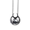 Punk Gothic Moon Necklace With Blue Stone And Cross Chain For Women