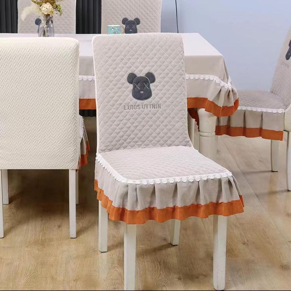 All-Season Dining Chair Cover with Built-In Backrest Pad and Cotton Padding