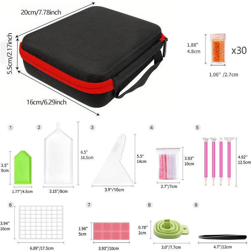 60 Grids Multi-Function Diamond Painting Kit with Essential Oil Storage Portable Carrying Case & Organizer