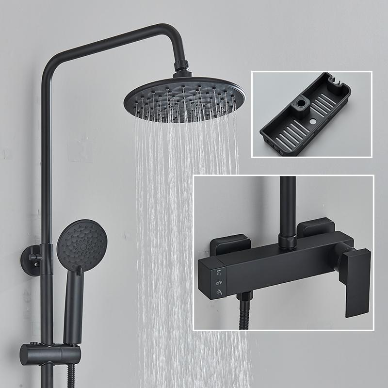 Bathroom Faucet Chrome/Black Rain Shower Head Bath Faucet Wall Mounted Bathtub Shower Mixer Tap Shower Faucet Shower Set Mixer