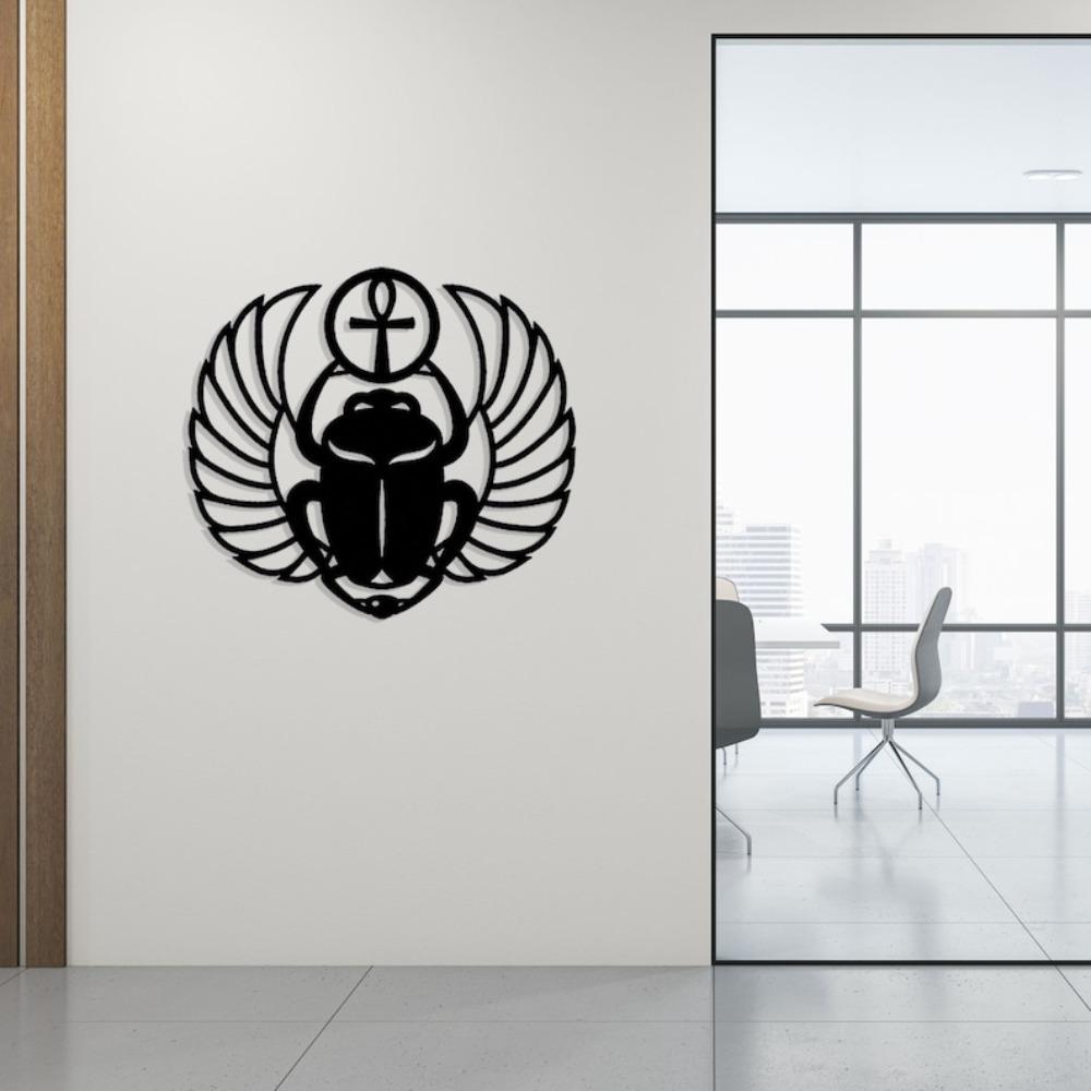 

Ancient Egyptian Scarab Beetle Metal Wall Art Decor 12in чорний