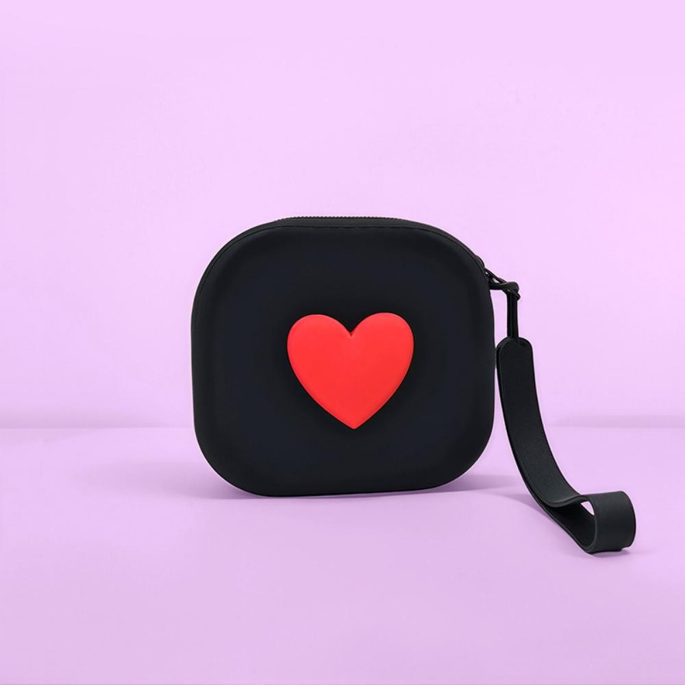 New Love Heart Storage Bag Silicone Coin Purse Wallet with Weaving Lanyard Portable Data Cable Earphone Organizer Key Pouch