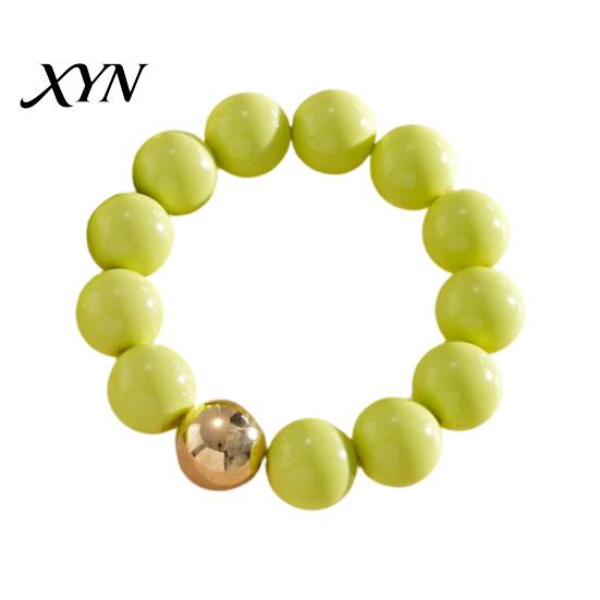 Beads Bracelet Beaded Jewelry for Women, Acrylic Big Choker Necklace Necklace, Round Stretch Bracelet, Summer Retro Accessory Adjustable