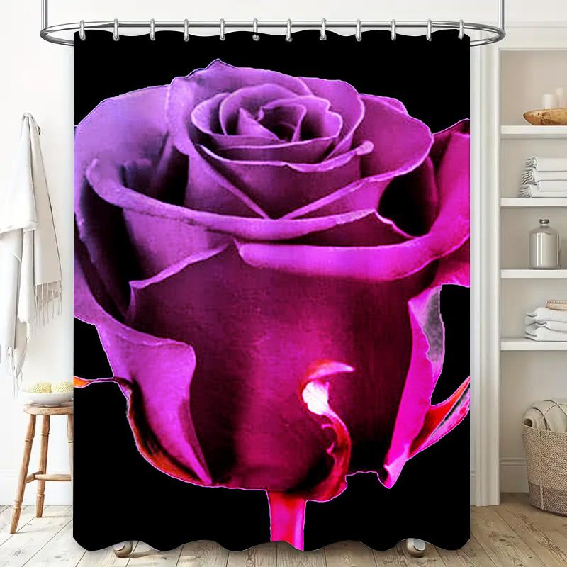 Marble Print Shower Curtain Pink Black Swirl Design For Bathroom Decor