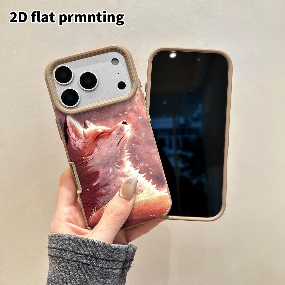 Phone Case: 2D Flat Lambskin Suitable for iPhone 18, 17, 16, 15, 14, 13Pro Protective Cases, Soft Pink-orange, Christmas and Halloween Gifts