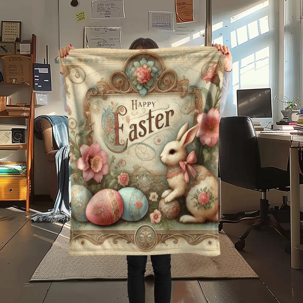

Фланелевое одеяло с принтом пасхальных яиц, Высокое качество, Комфортное для всех сезонов, Декор для дома, Тепло и уют, Идеально для рождественских подарков 80cm x 120cm