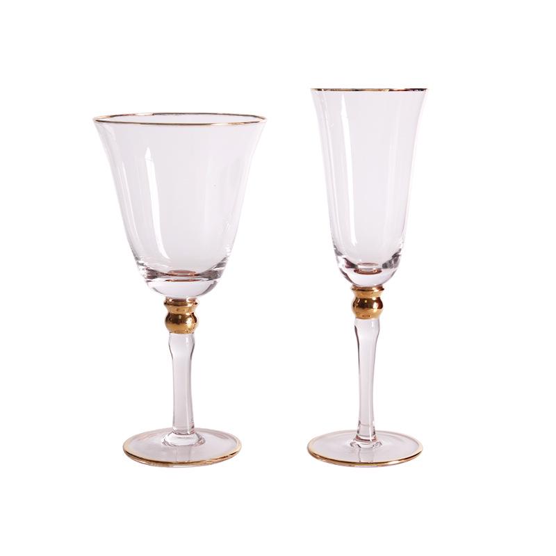 Elegant Gold-Rimmed Wine and Champagne Glasses for Dining and Decor