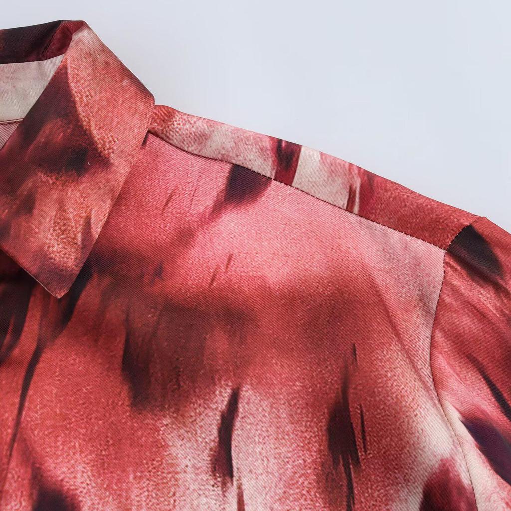 2025 Spring Women's Tie-Dye Single-Breasted Long-Sleeve Shirt