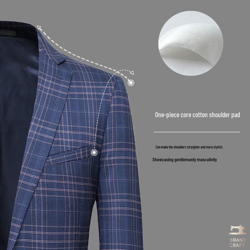 Men's Plaid Stretch Casual Suit Blazer