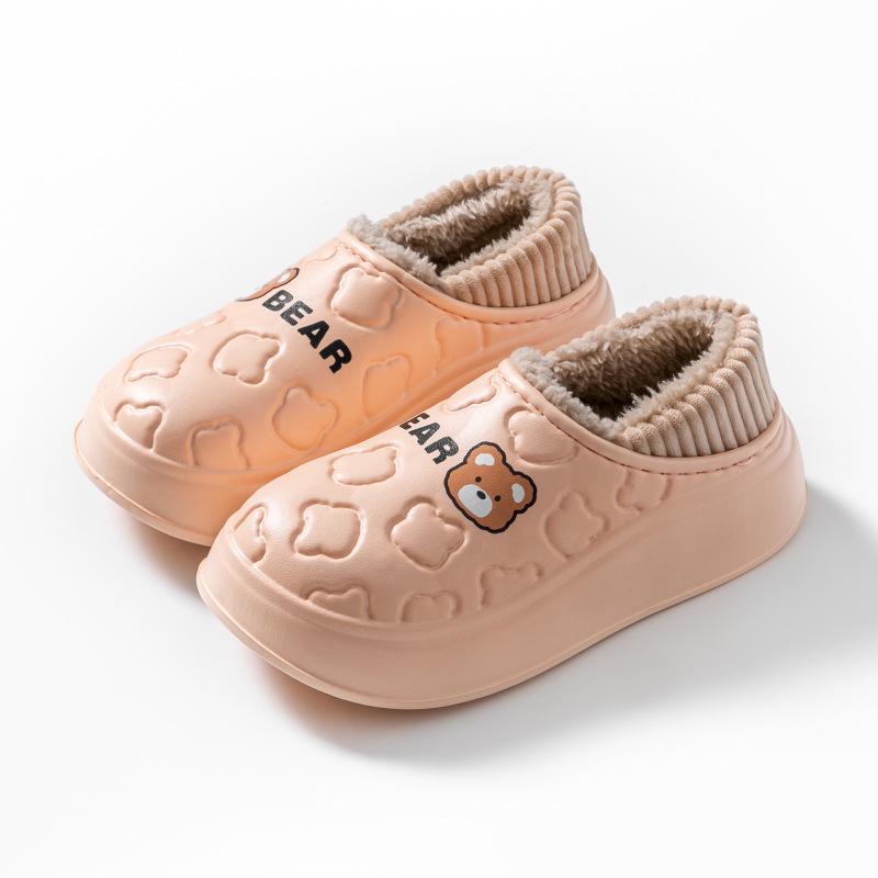 2025 Women's Waterproof Cotton Slippers: Closed-Heel, Non-Slip Warm Indoor Shoes for Autumn/Winter