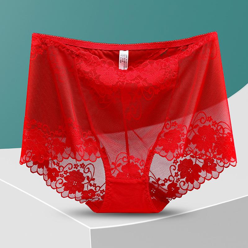 4XL Large sizes Plus Size Lace Panties High Waist Women Pants Sexy Hollow Flowers Lingerie Female Mesh Breathable Briefs Intimates