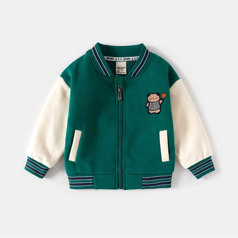 Kids' Coat Fleece-lined Male Baby Stand Collar Zip-up Shirt