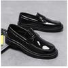 Fashion Trendy British Glossy Shoes Low-Cut Casual Dress Oxfords for Teen/Adult Men Breathable Business Footwear Elastic Sole Streetwear
