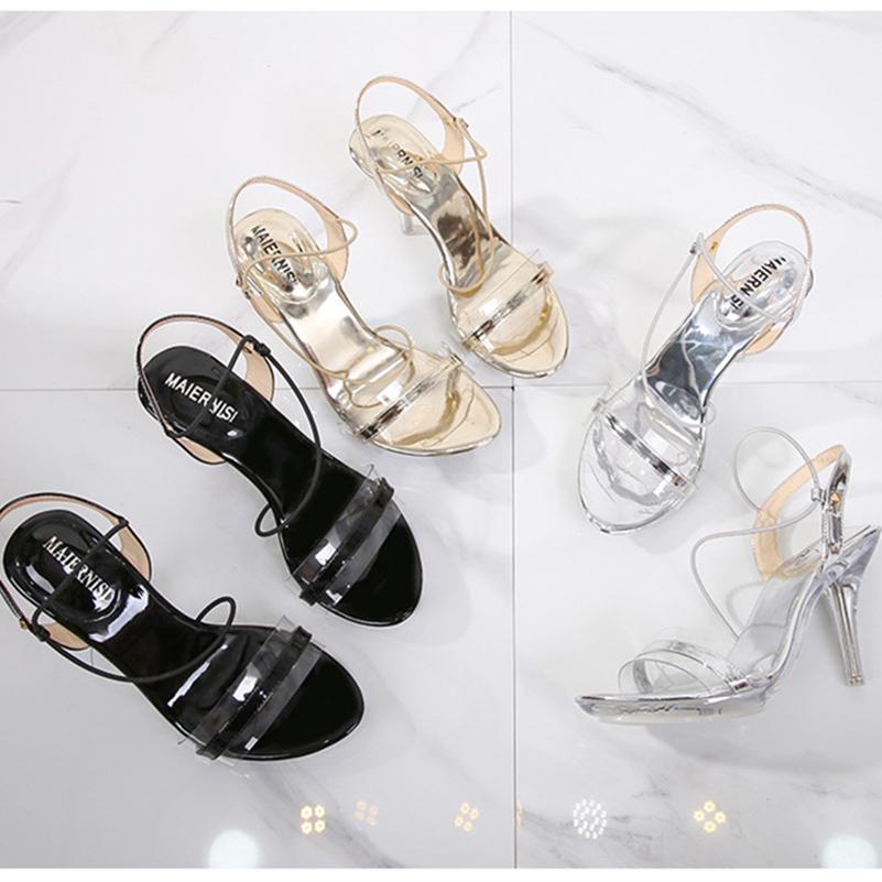 

Женские летние босоножки на платформе на высоком каблуке 8 см и 2 см, женские золотистые сандалии на прозрачном каблуке, прозрачные туфли для вечеринок в ночном клубе 35 золотой