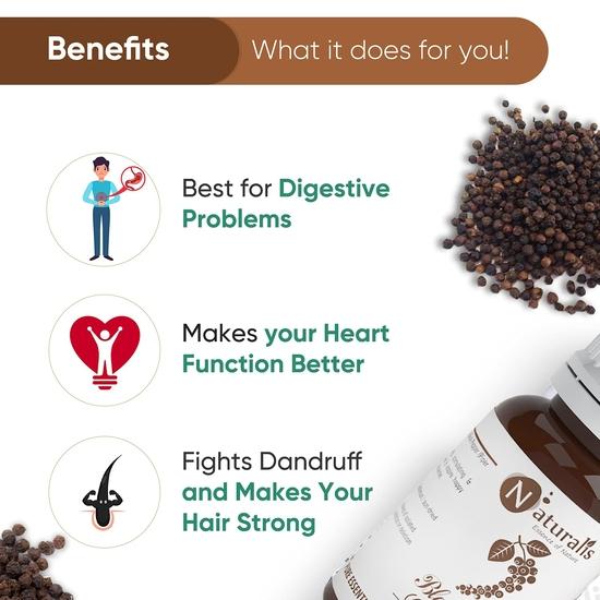 Naturalis Essence of Nature Black Pepper Essential Oil for Hair, Skin, Massage & Aromatherapy - 15ml