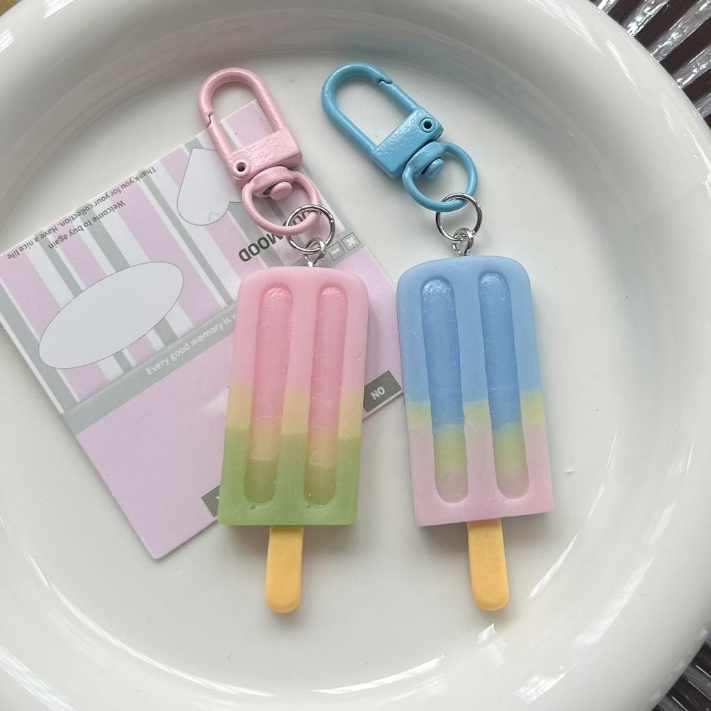 Elegant Popsicles Shaped Keychain Gradient Color Ice Lolly Keyring Pendant Fashion Bag Ornament for Women and Girls