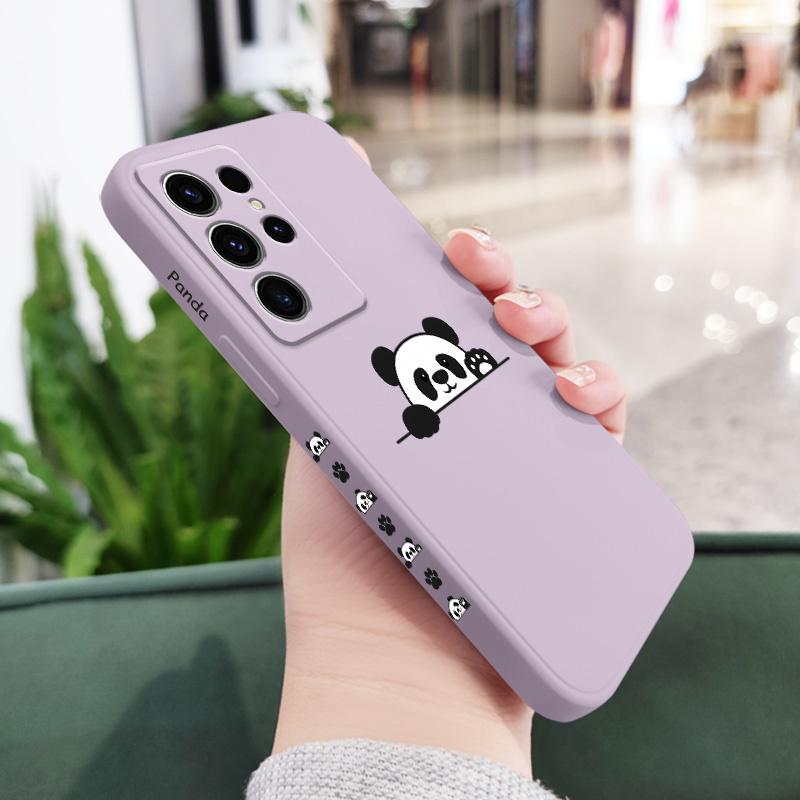 Panda Cute Label Phone Case For Samsung Galaxy S26 Plus Ultra Silicone Cover