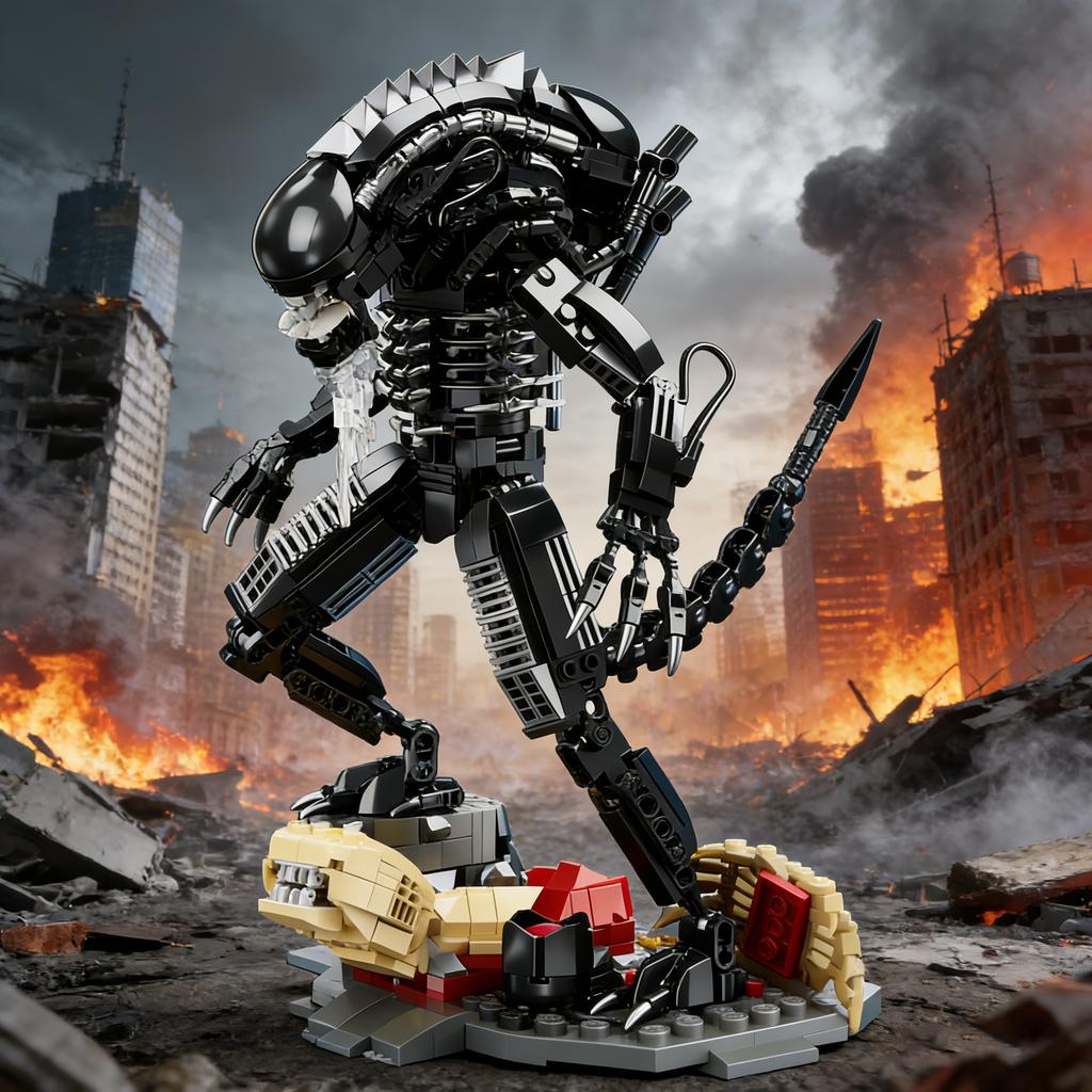 Creative Moc Alien Monster Building Blocks Bricks Set Diy Alien Figures Assembly Model Kit Toys For Children Adult Boys Gifts