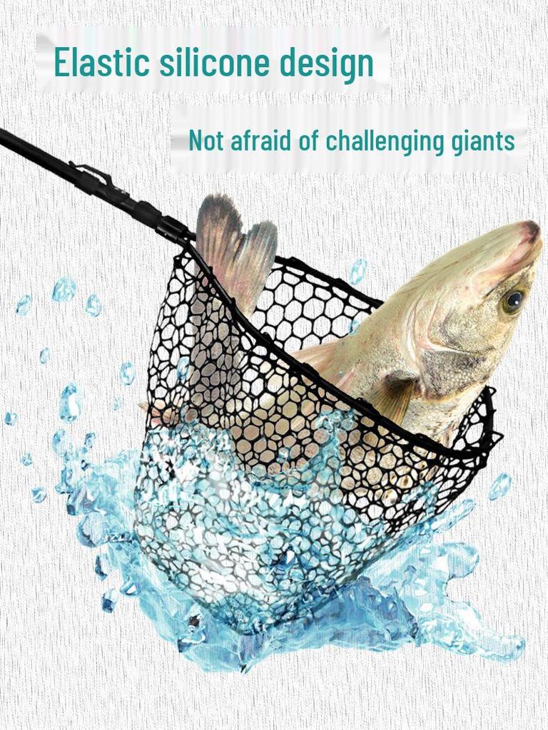 Retractable Quick-Dry Non-Hooking Silicone Fishing Net with Aluminum Alloy Frame