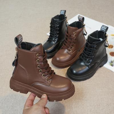 Nuevas Botas Martin para Niños de Otoño e Invierno, Botines Individuales de Gamuza para Niños, Botines Cortos Cálidos para Niñas con Suela Blanda de Cuero