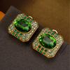 Vintage Emerald Studded Square Earrings With Royal Style Personality
