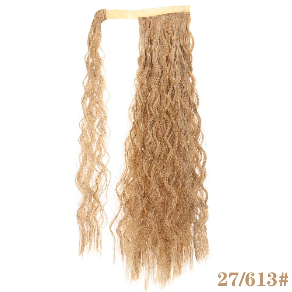 LUPU Synthetic Long Corn Perm Ponytail Hair Extension Clip In Hairpiece For Women Wrap Around Magic Paste Ponytail Extensions