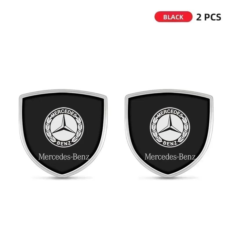 AZP2  1/2pcs 3D Metal Car Body Fender Emblem Shield Stickers Decor Auto Accessories for Mercedes Benz W211 W204 W210 W203 CLA GLA