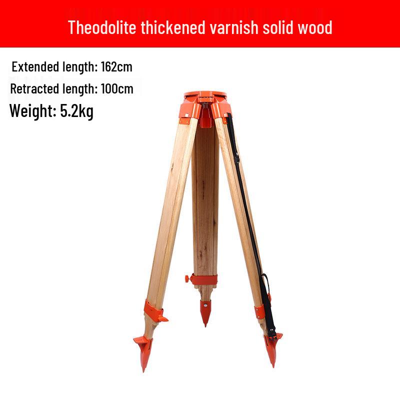 Reinforced Wooden Aluminum Tripod: Anti-Fall Solid Wood Theodolite Stand