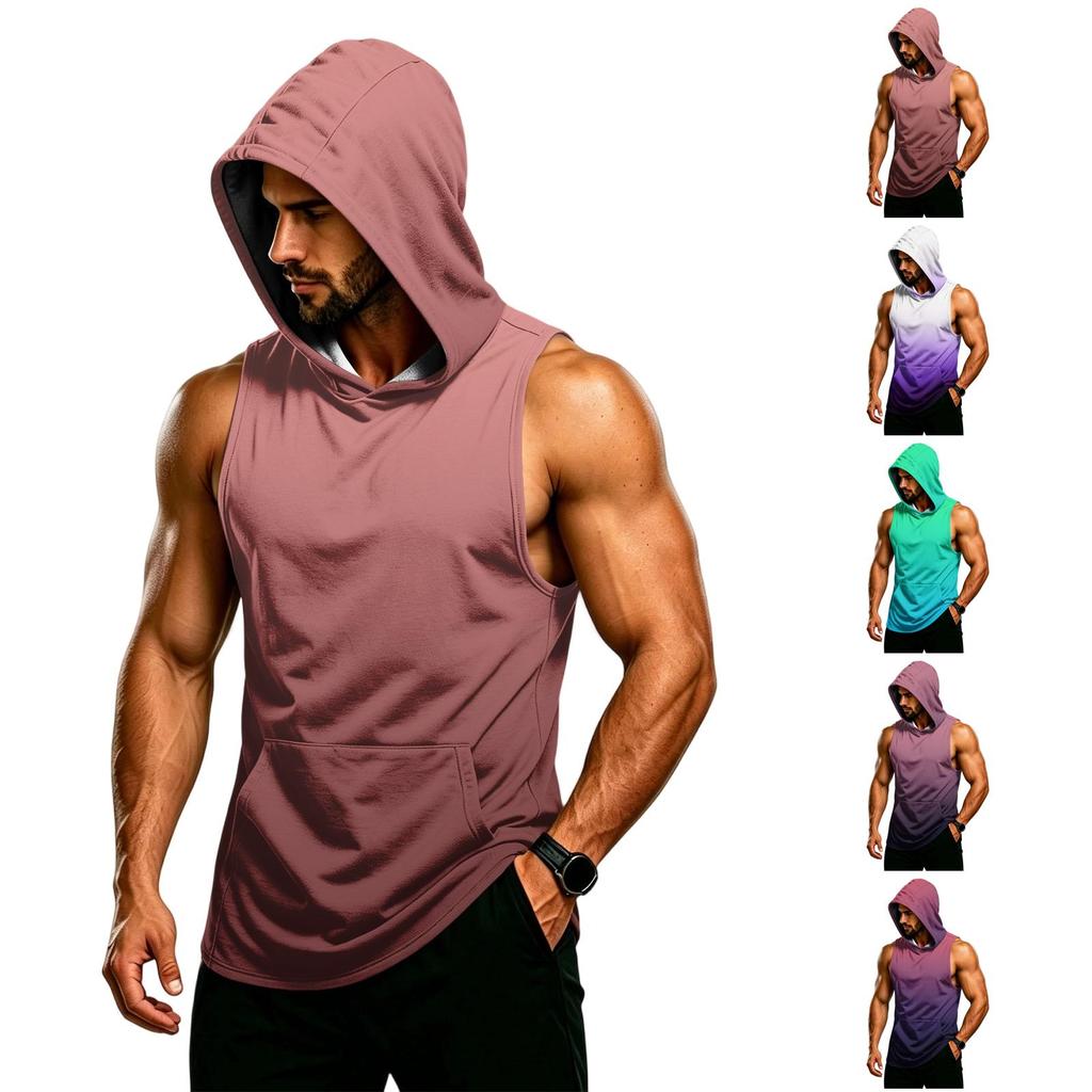 Men's Sleeveless Hoodie Muscle Fit Gym Tank Top Breathable Quick Dry Workout Vest for Training and Fitness