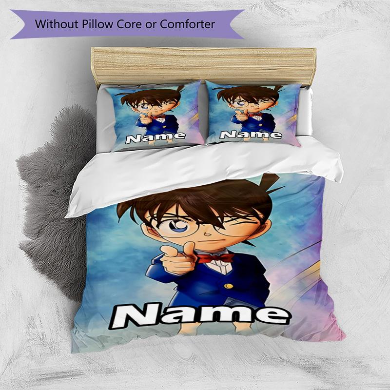 3pcs Duvet Cover Set (1*Duvet Cover + 2*Pillowcase, Without Core), Custom Name Anime Pattern Bedding Set, Home Bedroom Decor Gift