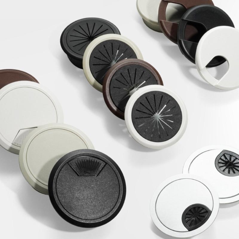 4Pcs Plastic Wire Hole Cover Outlet Port Table Computer PC Desk Round Cable Grommet Line Holder Cable Management