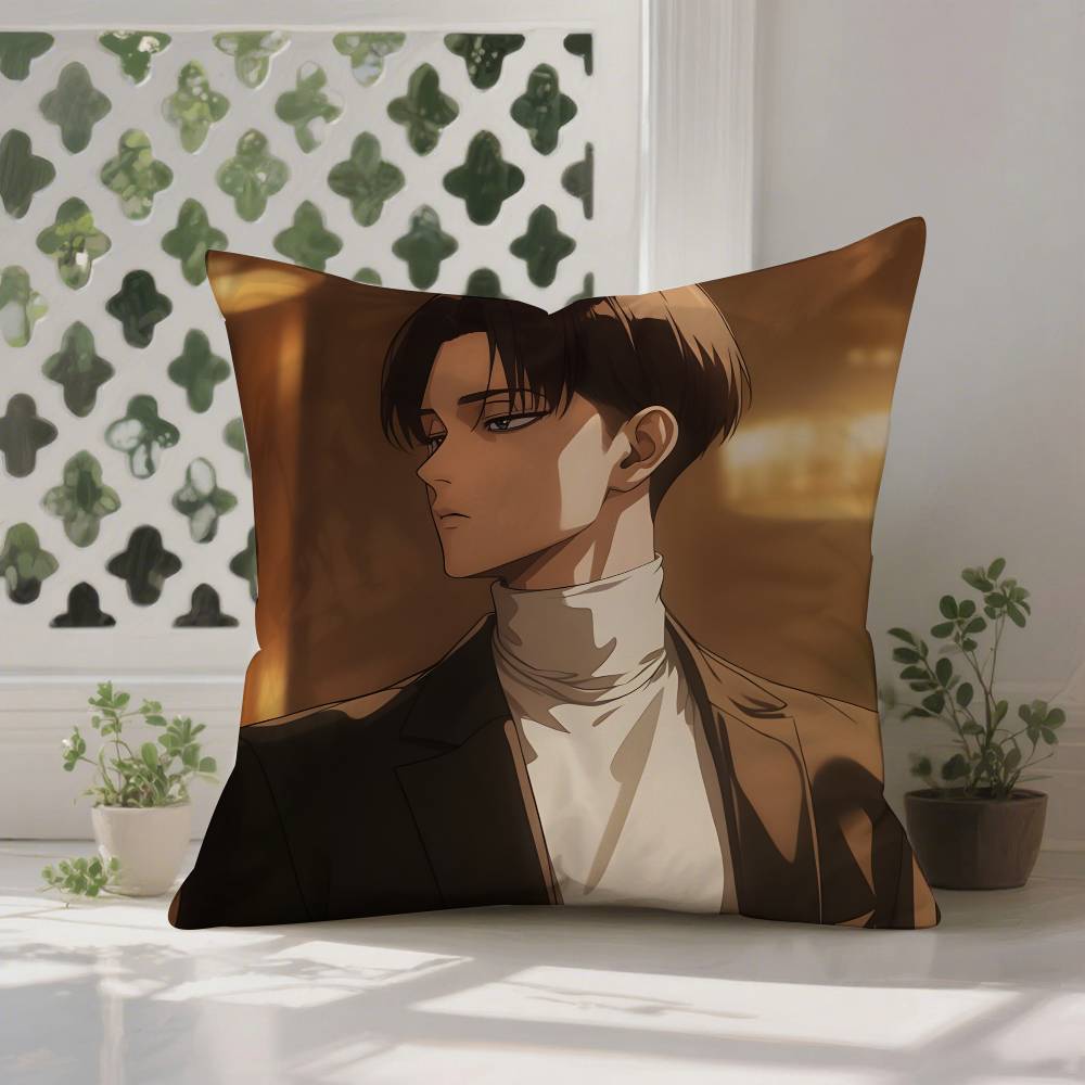 1pc Levi Ackerman Attack On Titan Pillow Case Anti-dustmite Pillowcase Invisible Zipper Silky Short Plush Sofa Cushion Cover