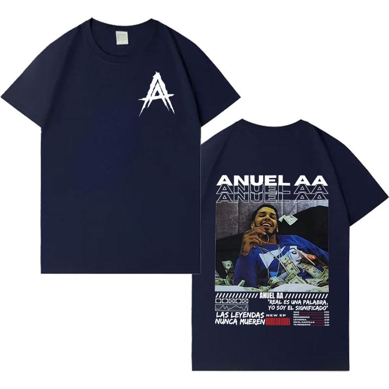 Rapper Anuel AA Real Hasta La Muerte 2025 Double Sided Print Harajuku T Shirts Men Women Fashion Tshirt Oversized Cozy Tshirts
