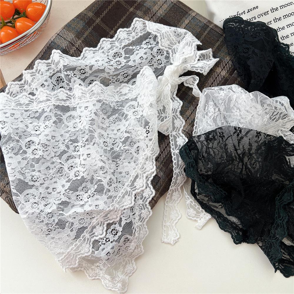 Chic Korean Lace Patchwork Mini Skirt with Bandana Waist Tie