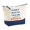 Makeup Bag - PLANETEE - Blue Pouch 'Dental Technician' - Large Size - Cotton - HD Printing