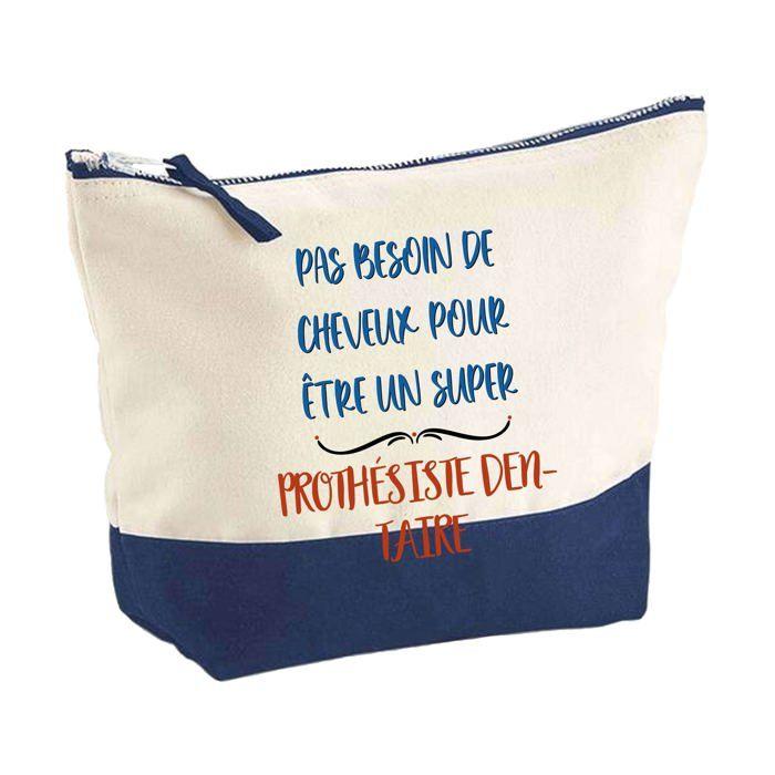 Trousse de maquillage - PLANETEE - Pochette bleu 'Prothésiste dentaire' - Grand format - Coton - Impression HD