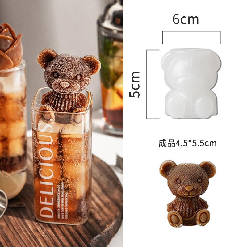 Bear Ice Cube Mold, Household Ice-making Silicone, Popular Ice Tray, Ice Box, Coffee Ice Mold, Bear Cartoon Popsicle Mold