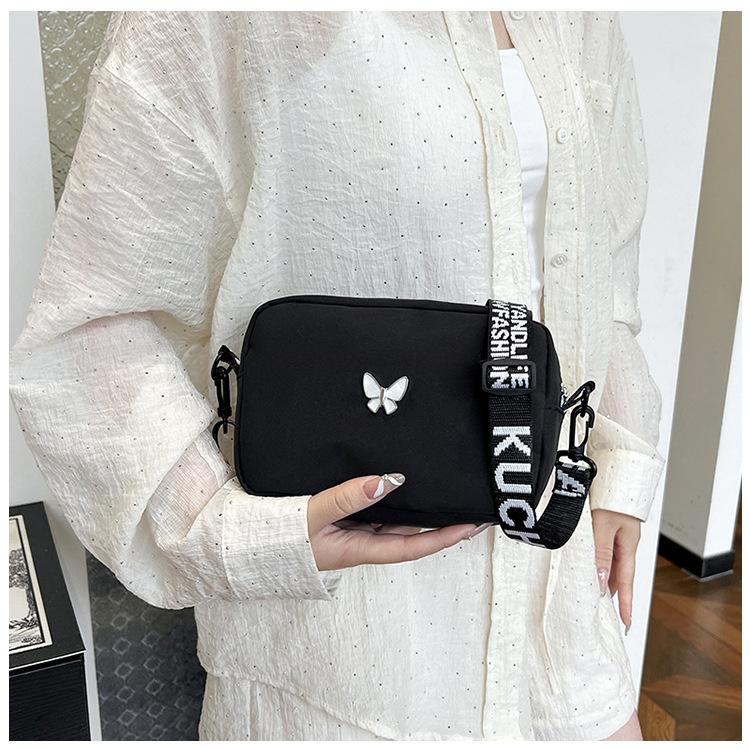Wide Strap Nylon Underarm Bag for Women, Solid Color Quilted Shoulder Purse, Soft Wavy Texture Crossbody Bag, Minimalist Daily Tote