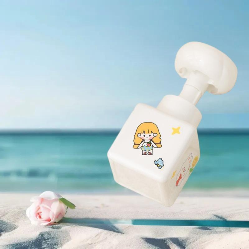 250/450ml Flower-Shaped Foam Pump Dispenser Square Plastic Bottle for Hand Soap Shampoo and Liquid Detergents