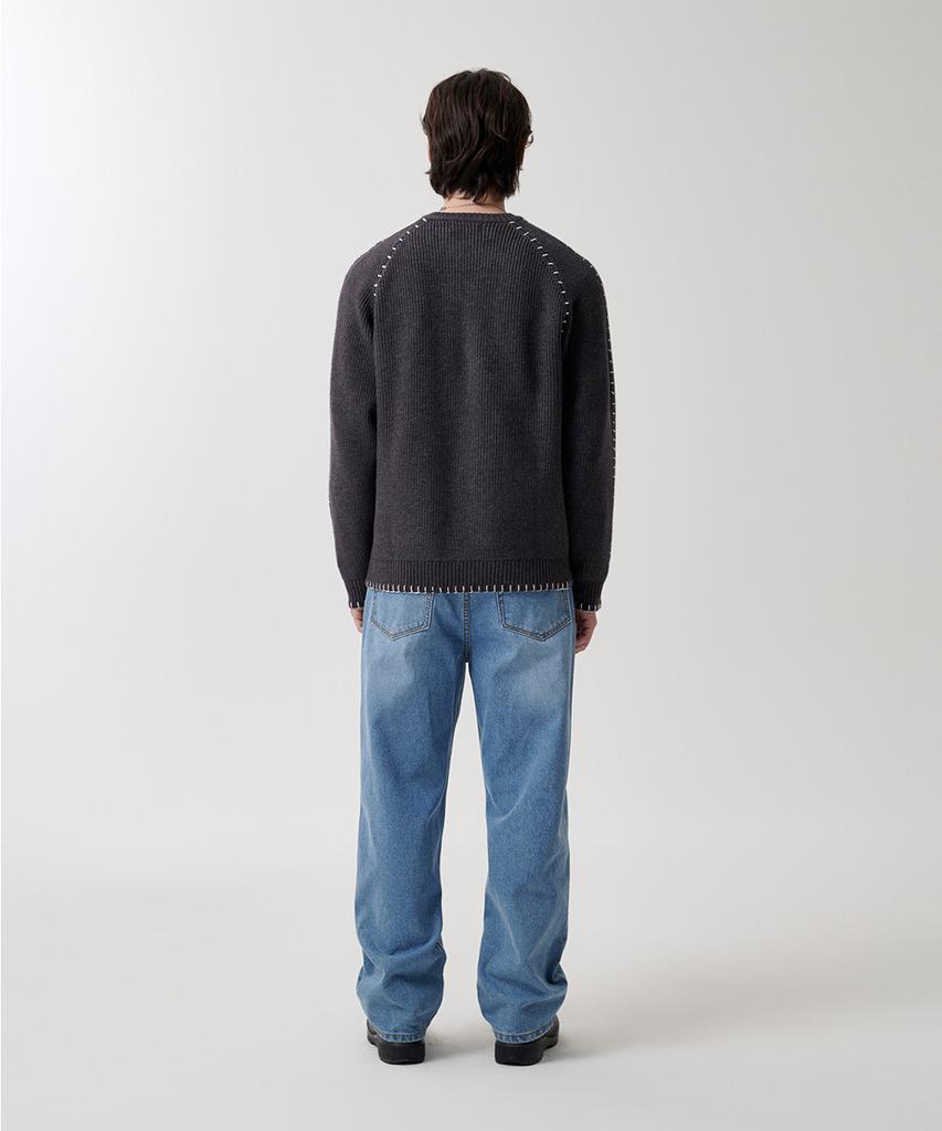 MAHAGRID Stitch Zip-Up Knit Charcoal(Mg2Fsmk680A)