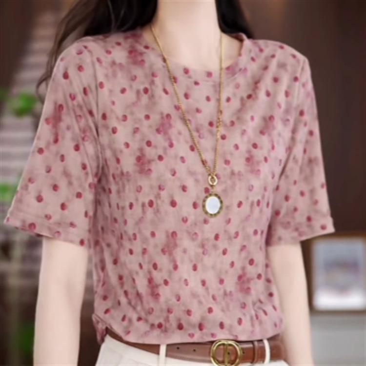

Summer 2026 Fashion Slimming Printed Round Neck T-Shirt L (suggested for 80-110 jin)
