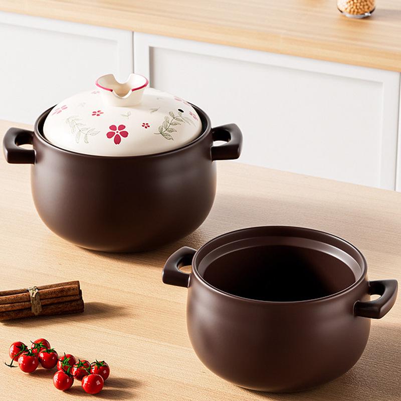 Durable Ceramic Clay Pot for Gas Stoves - Perfect for Rice & Soups, High Heat Resistant, Not Easy To Crack.