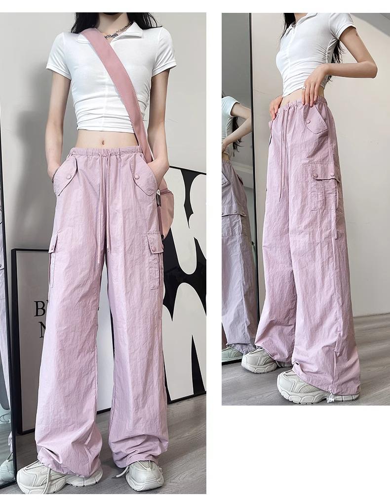 Damen Cargo Hose Rosa: Sommer 2025 Leicht Petite Schnelltrocknend Weitbein Sportlicher Stil