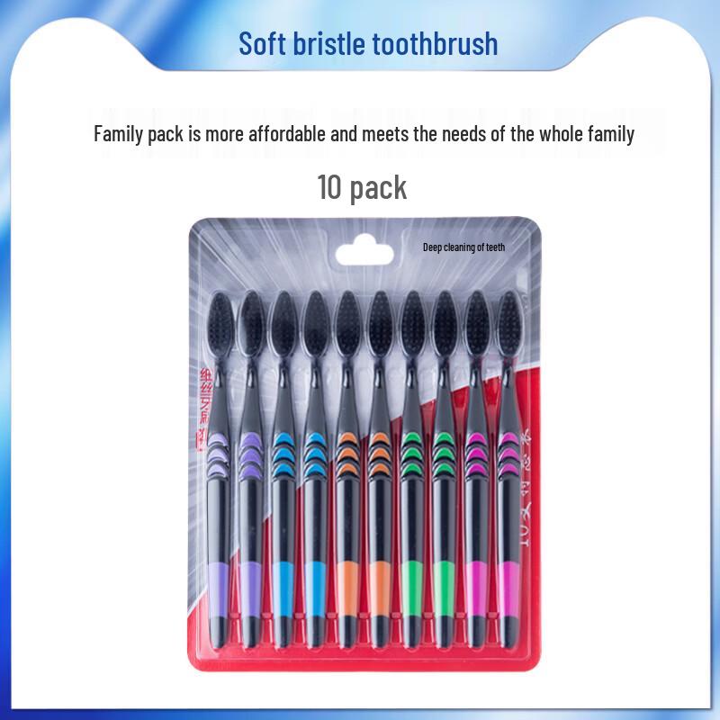 

Jiemengzhe Bamboo Charcoal Toothbrushes, 10-Count Family Pack